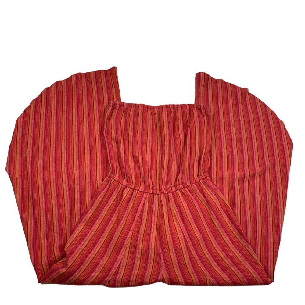 DREW Emerson Striped Linen Blend Strapless Split Leg Jumpsuit Women's Size Small